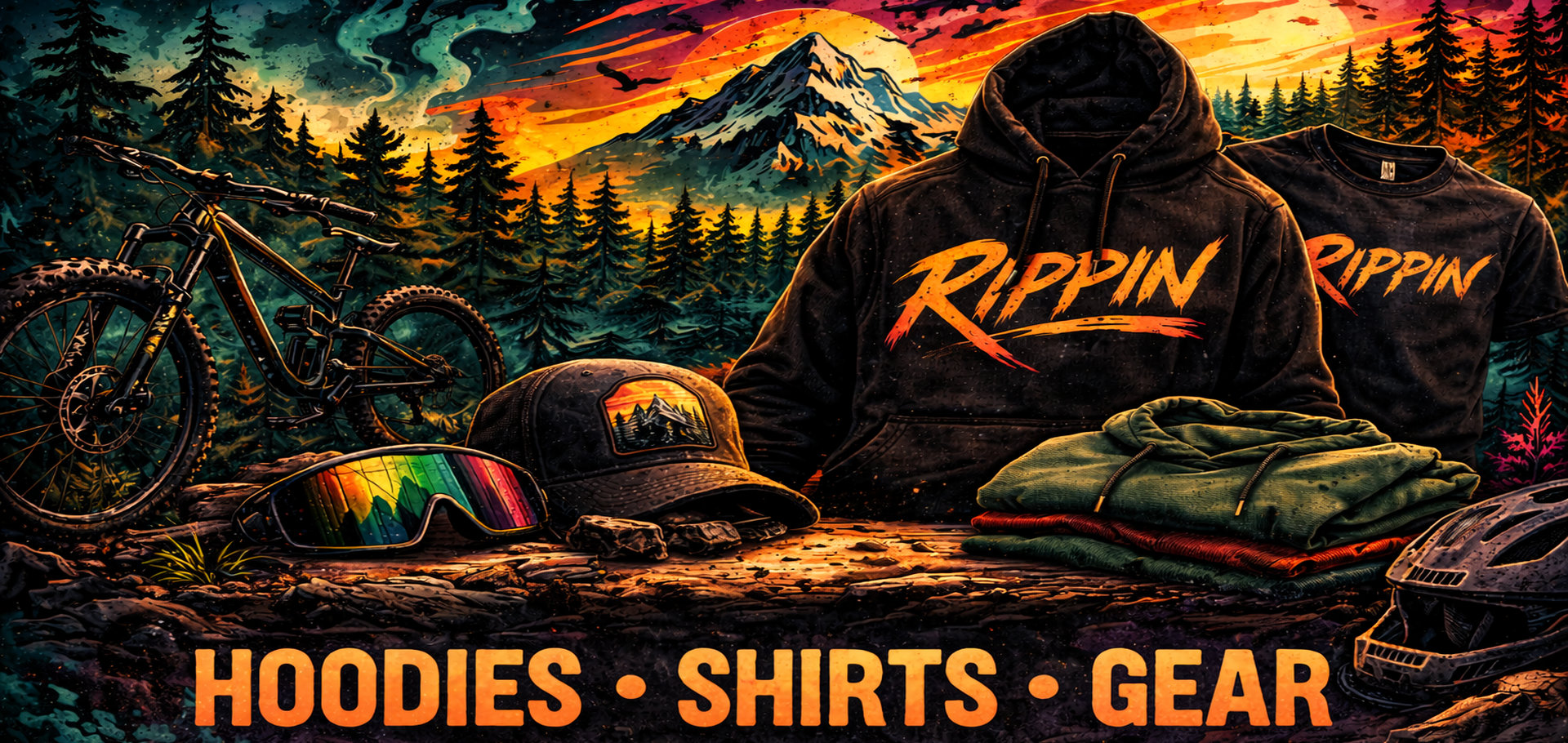 Collage of RippinMTB merch